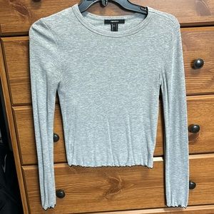 Grey Forever 21 Cropped Long Sleeve